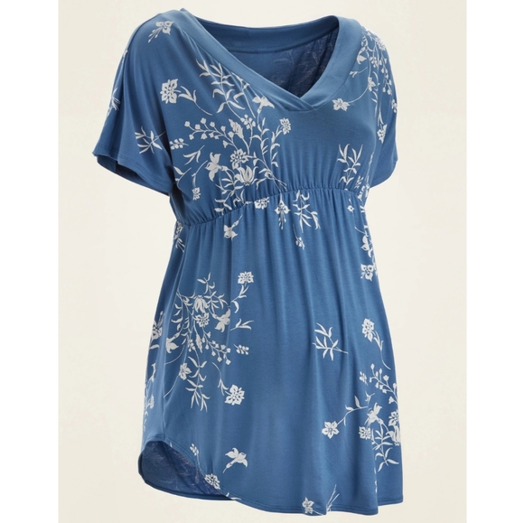 🦋 3/$25 Maternity Blue Floral Tunic Top - Picture 4 of 6